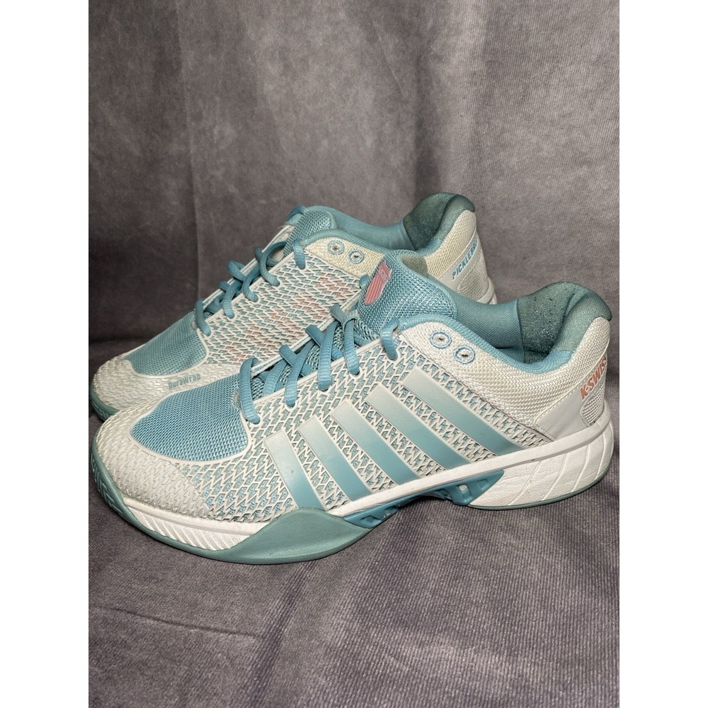 K-Swiss Pickleball Shoes White Teal Light Blue Lightweight Cushion Sneaker Sz 9 - Picture 2 of 10